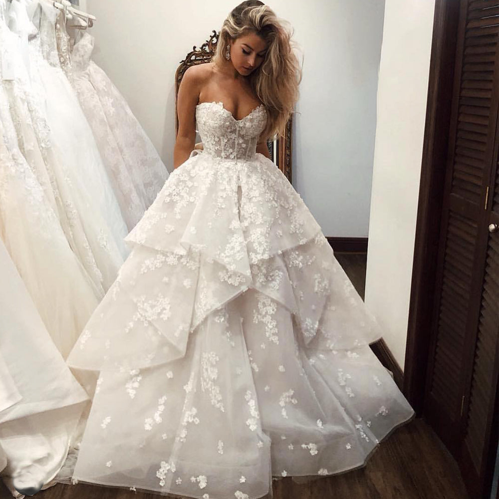 tiered wedding dresses ball gown off ...